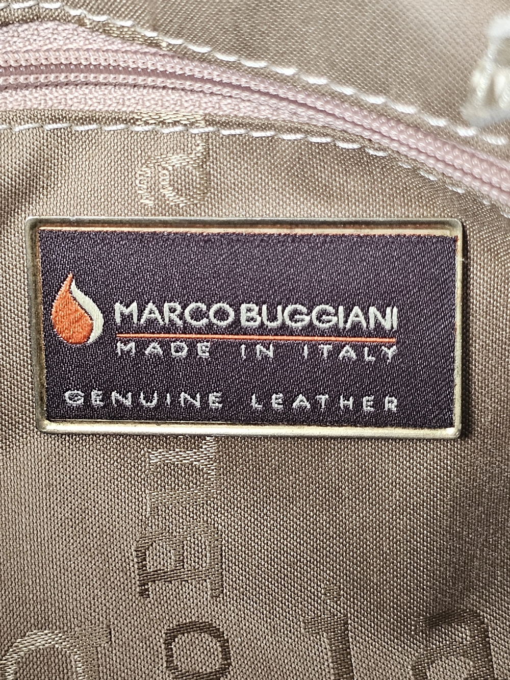 Real ITALIAN LEATHER Marco Buggiani GOLD Shimmer & Cream Vintage Bag - Picture 4 of 9